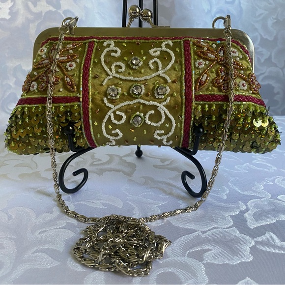 Vintage 80s Beaded Boho Crossbody Purse, Great Condition - Picture 5 of 8